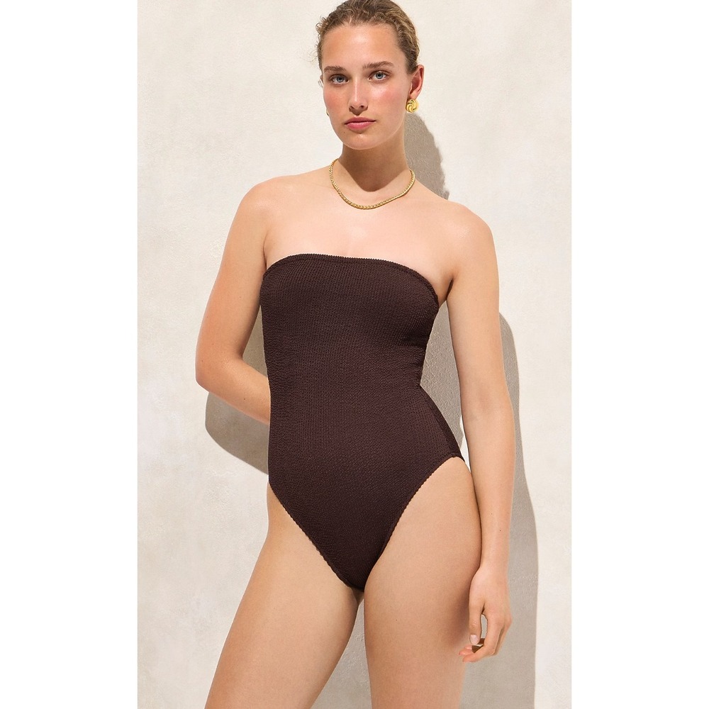 J.Crew | NWT Gemma Bandeau Scrunchie One-Piece Swimsuit Inky Espresso | 4